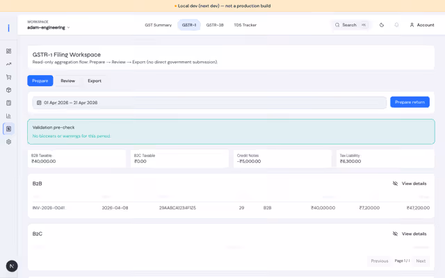 GSTR-1 ready workspace