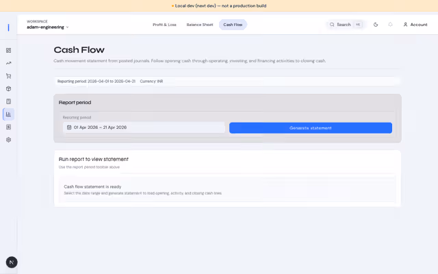 Cash flow report